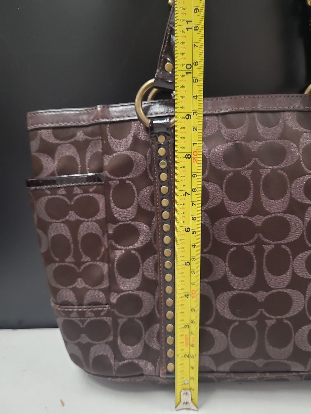 Coach Brown Lurex Jacquard Leather Signature Tote Bag Coach Brown H0867-F12853 - Picture 11 of 16